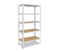 shelfplaza® 200x50x60cm Home Étagère Charge Lourde Blanc/Etagere Metallique 5 Niveaux / 175kg capacité Charge/Etagere en Metal, étagères de Rangement & Etagere Rangement Garage Acier