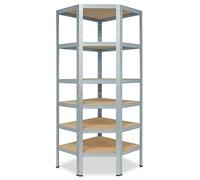 shelfplaza® 200x70x45cm Home étagère d'angle galvanisé/Etagere Angle en Metal 6 Niveaux/etagères d'angle avec capacité Charge 145kg par Niveau/Etagere d'angle comme Etagere Rangement