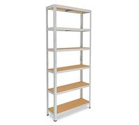 shelfplaza® 200x75x30cm Office Gris Clair etagère de Rangement Outil/Etagere Metal avec 6 Niveaux/capacité Charge 145kg par Niveau d' Etagere Bureau/Etagere Rangement pour Etagere de Bureau