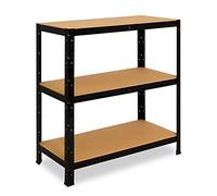 shelfplaza® 90x23x50cm Black Étagère Charge Lourde/Meuble Etagere Noir Metal avec 3 Niveaux/capacité Charge 175kg / Meuble Etagere Metal Noir comme étagère Rangement ou étagère Garage