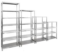 shelfr Ensemble de 4 Étagères Charges Lourdes Acier INOX - 296x41x200 Étagère Métal Rangement Cuisine - Étagère Murale Rangement Bureau Armoire Garage - Console Industrielle Métal Étagère Métallique