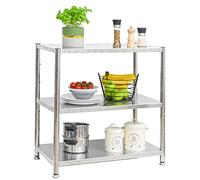 Shelfr Étagère 3 Niveaux Charges Lourdes Inox à 120 kg - 74x41x80 Console Métallique Rangement Cuisine - Murale Rangement Bureau Armoire Garage - Style Industriel