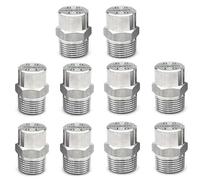 SHELIZI Lot de 10 Buses INOX 304 Ventilateur Plat - Filets BSPT 1/8-1/4-3/8-1/2 - Angles 65°-95°-110° - Nettoyage, Refroidissement, Arrosage 110° 1/4 BSPT (Bore Diameter 1.6 mm)