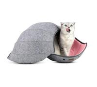 Shell Cat Bed House - Grotte pour Chat Multifonction Pliable de 16,14 Pouces | Balles de Jouets pour Chats, Tunnels, lit interactif pour Chats, Chiots et Chiens d'intérieur