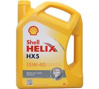 SHELL Huile moteur Helix 15W-40 Huile minérale huile ACEA A3/B3 API SN API CF HX5 5 L Compatible avec VW Golf IV 3/5 portes 1J1 Golf V 3/5 portes 1K1 Polo IV 3/5 portes 9N, 9A Touran I 1T1, 1T2