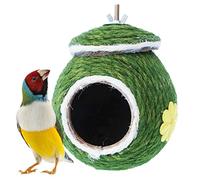 Shell Nid, cuir de noix de coco naturel tissé à la main - Nid d'oiseau anti-morsure avec revêtement tissé en corde pour perroquet, perruches, conurs, cockatiel, tourtereau, pinsons, hamsters