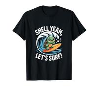 Shell Yeah Lets Surf, Joli Coucher de Soleil sur Une Vague de Tortues T-Shirt