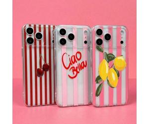 ShellaStory propose 3 étuis de téléphone en TPU transparent, résistants aux rayures et doux, avec des rayures imprimées aux UV, des rayures roses et des motifs de lettres cerise citron Galaxy S20,Gala