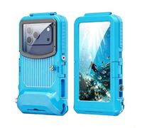 ShellBox Case Boîtier de téléphone sous-marin de plongée sous-marine pour | Coque de protection intégrale étanche IP68 de 15 m pour iPhone 12-17/17Pro/17Air/17Pro Max/, bleu cyan