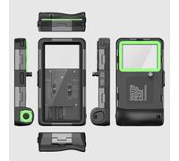 Shellbox Nouvellement Amélioré Multicolore Ip68 Standard 15 M/50ft Plongée/Natation Photographie Professionnel Plongée Étanche Coque De Téléphone.Black Green.Case & Strap