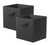 ShellKingdom Lot de 2 bacs de rangement, cubes de rangement pliables en tissu et tiroir de rangement pour placard et jouets, noir