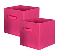 ShellKingdom Lot de 2 bacs de rangement, cubes de rangement pliables en tissu et tiroir de rangement en tissu pour placard et jouets, fuchsia