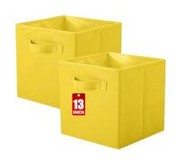ShellKingdom Lot de 2 cubes de rangement pliables en tissu et tiroir de rangement en tissu pour placard et jouets, 33 x 33 x 33 cm, jaune