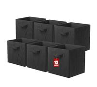 ShellKingdom Lot de 6 bacs de rangement, cubes de rangement pliables en tissu et tiroir de rangement pour placard et jouets, 33 x 33 x 33 cm, noir