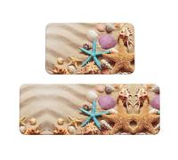 Shells On The Beach Lot de 2 tapis de cuisine antidérapants ergonomiques pour cuisine, bar, bureau