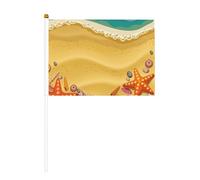 Shells on the beach Lot de 6 et 10 drapeaux à agiter à la main sur bâton, pour défilés, fêtes, bars, anniversaires