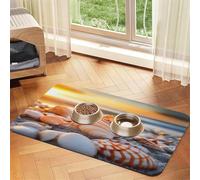 Shells on The Beach Tapis de nourriture pour animaux de compagnie 43,7 x 30 cm absorbant et antidérapant en cuir synthétique avec fond en caoutchouc à séchage rapide