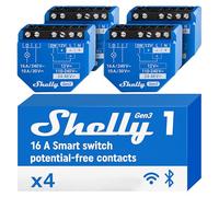 Shelly 1 Gen3 - Interrupteur/Commutateur connecté avec contacts secs, Wi-Fi et Bluetooth, Commande à distance éclairage par app, Compatible Alexa et Google Home, Aucun Hub Requis - Lot de 4