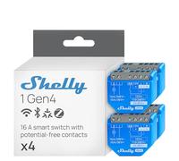 Shelly Lot de 4 interrupteurs à relais intelligents 1 génération 4 - Fonctionne avec Wi-Fi - 1 canal - 16 A - Contact sans potentiel - Domotique - Pas de hub nécessaire - Alexa, Apple HomeKit et