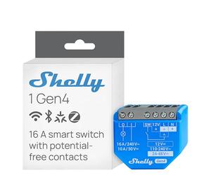 Shelly 1 Gen4 - Module interrupteur Matter, Zigbee, Wi-Fi, 1 Canal 16A, Contacts secs, Ouvre-porte de garage connecté, Contrôle à distance app, Compatible Alexa, Google, SmartThings, Apple Homekit
