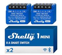 Shelly 1 Mini Gen3 - Micromodule interrupteur Wi-Fi, 1 Canal 8A, Contacts secs, Ouvre-porte de garage connecté, Commande à distance par app, Compatible avec Alexa, Google Home, SmartThings - Lot de 2
