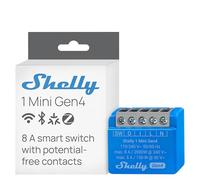 Shelly 1 Mini Gen4 - Micromodule interrupteur Matter, Zigbee, Wi-Fi, 1 Canal 8A, Contacts secs, Ouvre-porte de garage connecté, Contrôle app, Compatible Alexa, Google, SmartThings, Apple Homekit