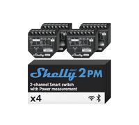 Shelly 2PM Gen3 - Interrupteur volet roulant connecté, 2 Canaux - 16 A, Wi-Fi & Bluetooth, Compteur de consommation intégré, app iOS Android, puce ESP-Shelly-C38F, Alexa Google Home, KNXnet - lot de 4