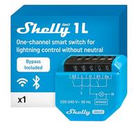 Shelly 1L Gen3 - Interrupteur connecté Wi-Fi 2.4 G, 1 canal 200 W, Fil Neutre non requis, Bypass 1L/2L inclus, Éclairage connecté, Contrôle à distance app, Compatible Alexa, Google Home, SmartThings