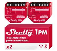 Shelly 1PM Gen3 - Interrupteur Connecté Wi-Fi et Bluetooth, 1 Canal - 16A, Compteur d'énergie Intégré, Aucun Hub Requis, Mémoire 8 MB, app iOS Android, Compatible Alexa, Google Home, KNXnet - Lot de 2