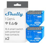 Shelly 1PM Gen4 - Interrupteur Matter, Zigbee, Wi-Fi, 1 Canal 16A, Mesure de consommation électrique, Éclairage connecté, Contrôle app, Compatible Apple Homekit, Alexa, Google, SmartThings - Lot de 2