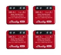 Shelly 1PM Mini Gen3 Lot de 4 relais intelligents WiFi et Bluetooth, 1 canal 8 A avec mesure de puissance | Domotique | Compatible avec Alexa et Google Home | App iOS Android