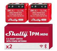 Shelly Relais Mini 1PM Gen3 – Wi‑Fi/Bluetooth 1 canal 8A, mesure de puissance – Lot de 2