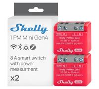 Shelly 1PM Mini Gen4 - Interrupteur Matter, Zigbee, Wi-Fi, 1 Canal 8A, Mesure consommation électrique, Éclairage connecté, Contrôle app, Compatible Apple Homekit, Alexa, Google, SmartThings - Lot de 2