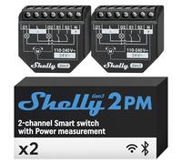 Shelly 2PM Gen3 - Interrupteur volet roulant connecté Wi-Fi, 2 Canaux - 16 A, Mesure de consommation électrique, app iOS Android, puce Shelly 8MB, Compatible avec Alexa Google Home - Lot de 2