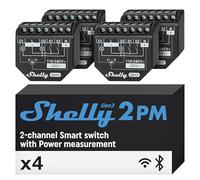 Shelly 2PM Gen3 - Interrupteur volet roulant connecté Wi-Fi, 2 Canaux - 16 A, Mesure de consommation électrique, app iOS Android, puce Shelly 8MB, Compatible avec Alexa, Google Home - Lot de 4
