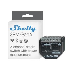 Shelly 2PM Gen4 - Module volet roulant connecté Matter, Zigbee, Wi-Fi, 2 Canaux 8A, Mesure consommation électrique, Contrôle app, Compatible Alexa, Google, SmartThings, Apple Homekit