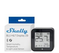 Shelly BLU H&T Display ZB Noir - Capteur de Température et d'Humidité Connecté, Bluetooth et Zigbee, Thermomètre et Hygromètre intérieur, écran E-paper, Commande vocale et application