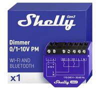 Shelly Dimmer 0/1-10V PM Gen3 - Variateur de Lumière connecté, Gradateur Wi-Fi pour LED, Halogènes avec Mesure de la consommation, Compatible avec Alexa, Google Home, KNXnet, Contrôle par app