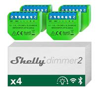Shelly Dimmer 2 - Module Variateur de lumière connecté Wi-Fi, Incandescentes, Halogènes, LED Dimmable 10-220 W, Sans neutre, Compatible Alexa et Google Home, App iOS Android (Lot de 4)