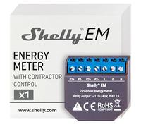 Shelly EM - Module Compteur d'énergie intelligent Wi-Fi, 2 canaux (120A), Domotique, Haute précision, Mesure production photovoltaïque, Compatible avec Alexa et Google Home, App iOS Android