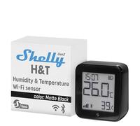 Shelly H&T Gen3 Noir - Capteur de température et d'humidité connecté, Thermomètre & Hygromètre intérieur/extérieur Wi-Fi, Écran eink, Horloge digitale, App iOS & Android