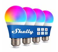Shelly Multicolor Bulb E27 Gen3 - Ampoule LED Connectée Multicolore Wi-Fi et Bluetooth, Modes Couleur et Blanc 2700K-6500K, Dimmable 800 lm, 8.5W, Mesure de Consommation, Alexa, Google Home (4 Unités)