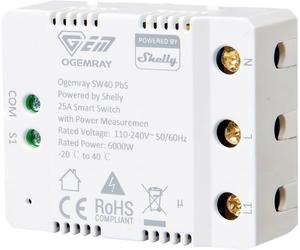 Shelly Ogemray smarter Relaisschalter 25 A Actionneur de mesure de commutateur Bluetooth, Wi-Fi