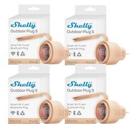 Shelly Outdoor Plug S Gen3 Lot de 4 prises intelligentes Wi-Fi pour l'extérieur, IP44, certifié mat, 12 A, 2500 W, éclairage extérieur, mesure de la puissance, automatisation extérieure, Alexa, Google