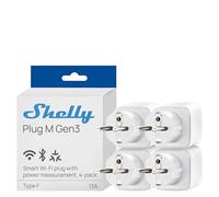 Shelly Plug M Gen3 Blanc - Prise connectée Matter et Wi-Fi, 13A (3000W) Type F, avec Mesure de consommation électrique, Compatible avec Alexa, Google, Home, Apple Homekit - Lot de 4