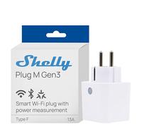Shelly Plug M Gen3 Blanc - Prise connectée Matter et Wi-Fi, 13A (3000W) Type F, avec Mesure de consommation électrique, Compatible Alexa, Google, Home, Apple Homekit