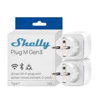 Shelly Plug M Gen3 Blanc - Prise connectée Matter et Wi-Fi, 13A (3000W) Type F, avec Mesure de consommation électrique, Compatible Alexa, Google, Home, Apple Homekit - Lot de 2