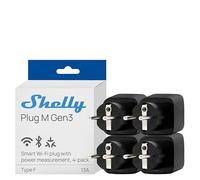 Shelly Plug M Gen3 Noir - Prise connectée Matter et Wi-Fi, 13A (3000W) Type F, avec Mesure de consommation électrique, Compatible avec Alexa, Google, Home, Apple Homekit - Lot de 4