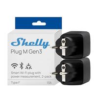Shelly Plug M Gen3 Noir - Prise connectée Matter et Wi-Fi, 13A (3000W) Type F, avec Mesure de consommation électrique, Compatible avec Alexa, Google, Home, Apple Homekit - Lot de 2