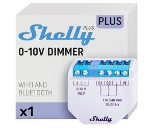 Shelly Plus 0-10V Dimmer - Module Variateur de lumière connecté, Wi-Fi & Bluetooth, Variateur d'intensité sans fil, Compatible avec Alexa & Google Home, app iOS & Android